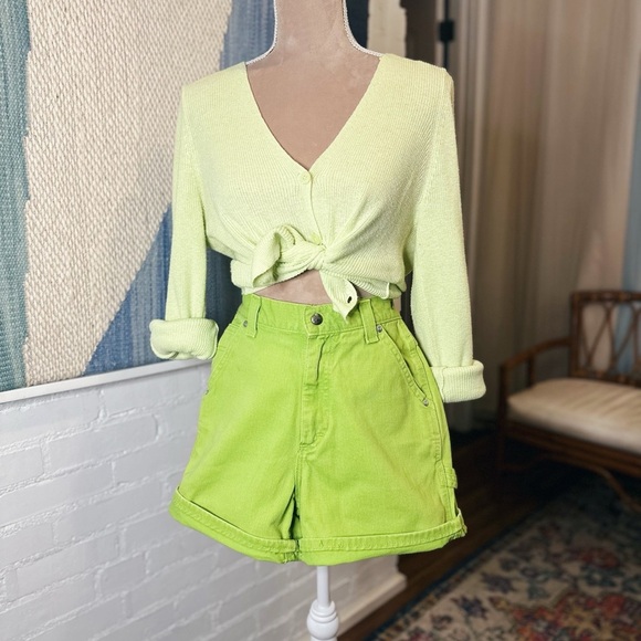 Lee Pants - Lee Green Riveteted Dungarees Denim Shorts